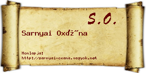 Sarnyai Oxána névjegykártya